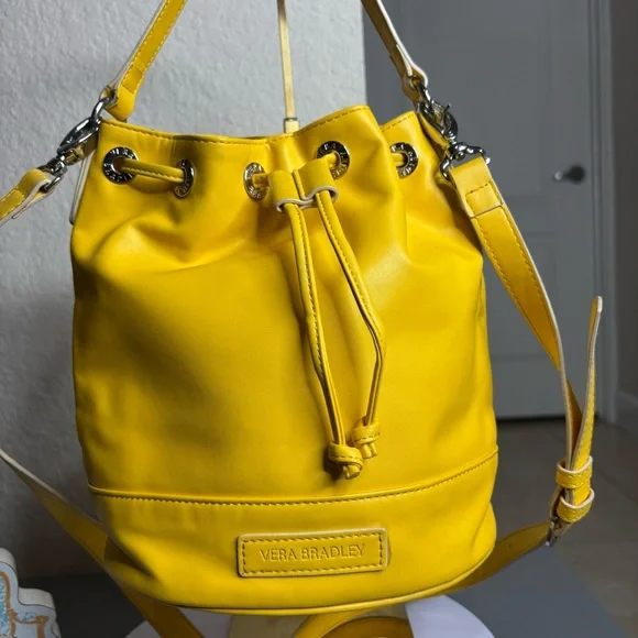 Vera Bradley Bright Yellow Poly Bucket Crossbody Bag - Picture 3 of 9